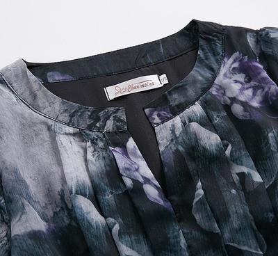 【2016夏裝新品女裝歐美時尚V領中袖印花收腰顯瘦連衣裙廠家直】價格_廠家_圖片 -